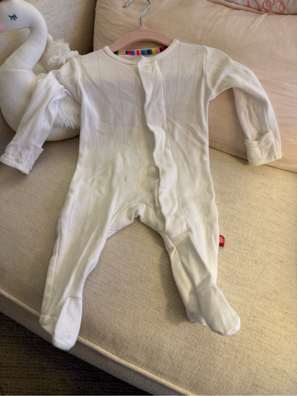 Magnetic Me White Long-Sleeve Footed One-Piece